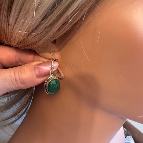 Malachite silver earrings - Picture 5 of 6